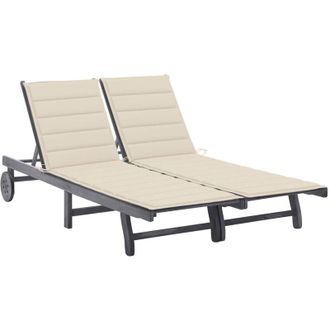 vidaXL Vidaxl - Tumbona De Jard&iacute;n 2 Personas Y Cojines Madera Maciza De Acacia
