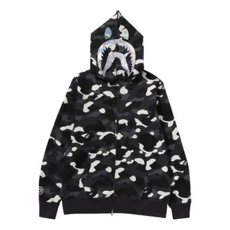 A Bathing Ape City Camo Shark Full Zip Hoodie Black 1K30-115-003-BLACK