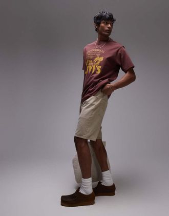 Levi's 501 Original - Pantaloncini di jeans dritti color cuoio kaki tinti in capo-Marrone