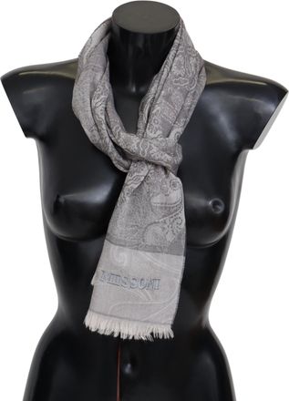 Missoni Heren sjaal met grijze Paisley wol unisex halsdoek