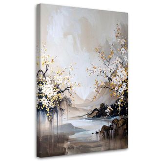 Feeby Impresi&oacute;n De Imagen Paisaje Japon&eacute;s: Flores De Cerezo Beige 70x100