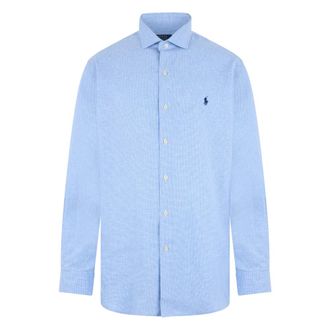 Polo Ralph Lauren Langsleeve Linnen en Katoenen Overhemd - Heren - Zakelijke Overhemden - Blauw - 2XL - Katoen - Overhemden