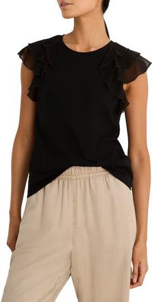 Nic+Zoe Chiffon Drift Mixed Media Top in Black Onyx at Nordstrom, Size Xx-Large