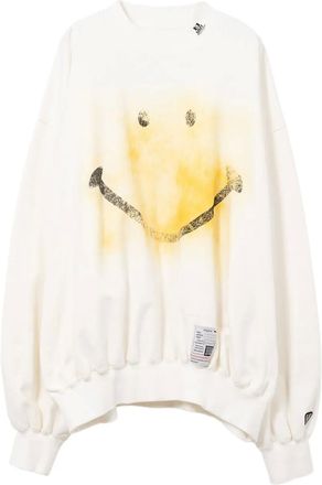 Miharayasuhiro Felpa con stampa smiley - Bianco