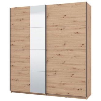 Dmora Guardaroba Grande Porlezza, Armadio Camera da Letto Appendiabiti, 2 Ripiani, Apertura Scorrevole, 195x217.5h cm Marrone Rovere Nodi