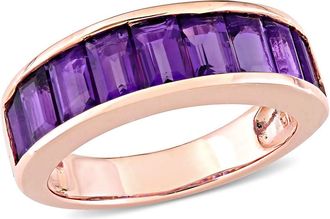 Amour 2 1/3 CT TGW Baguette-cut African-amethyst Semi-eternity Anniversary Band In Sterling Silver