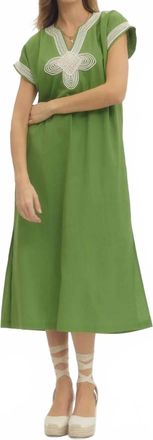 Entro Applique Trim Midi Dress In Matcha