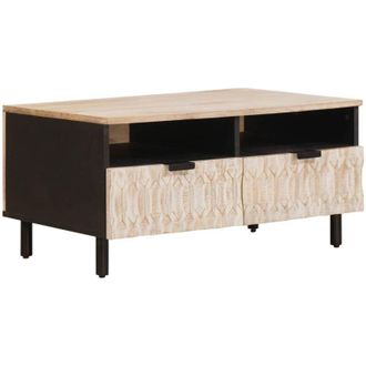 vidaXL Coffee Table with Drawer White 80 x 54 x 40 cm Solid Mango Wood vidaXL