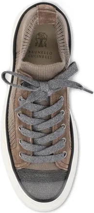 Brunello Cucinelli Womens Knitted Lace-Up Sneakers Ss26 W