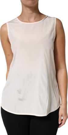 PESERICO Silk Stretch Roundneck Sleeveless Tank Womens Top