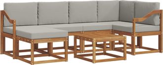 vidaXL Conjunto De Sof&aacute;s De Exterior 7 Uds. Gris Natural Y Claro Vidaxl