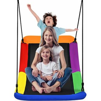 Costway Costway - Columpio 81 X 152 Cm/columpio De Exterior En Tejido Oxford Pp Y Acero/columpio Con Cuerdas Regulables (multicolor)
