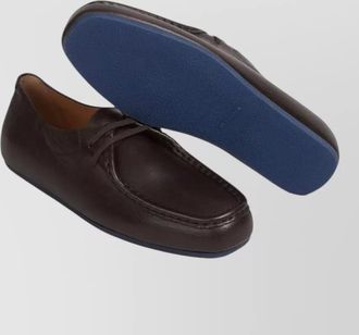 Jil Sander leather moc toe loafers rubber sole