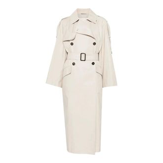 Max Mara Trench Coats, female, Beige, Size: 2XS Mtcdelfin 251 Cappotto doppiopetto con cintura