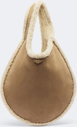 Alaia Ala&iuml;a One Piece shearling-lined suede shoulder bag