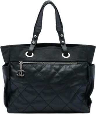 Chanel Bolso Tote de Lona Recubierta Pre-owned - Pre-owned - Mujer - Negro - ONE SIZE