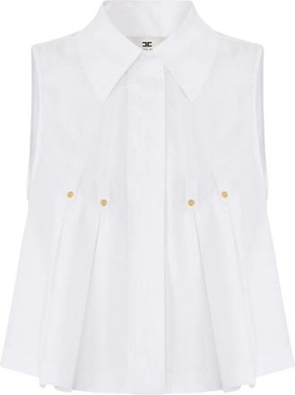 Elisabetta Franchi Camicia in popeline di cotone - Dames - Overhemden - Wit - L - Katoen - Overhemden