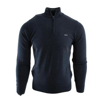 Paul & Shark Paul & Shark, V-neck Knitwear, male, Blue, Size: L Knit Sweater