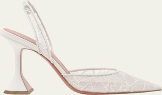Amina Muaddi Holli Lace Slingback Pumps