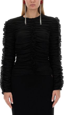 Magda Butrym Black Textured Round Neck Top