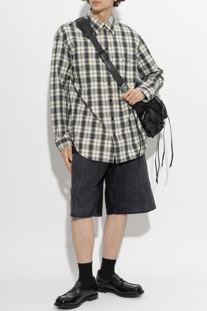 Balenciaga Shirt With Embroidered Logo, Mens, Grey