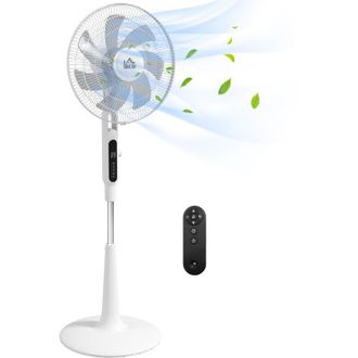 HOMCOM Ventilador De Pie Con Mando A Distancia 40 W Con 7 Aspas 28 Velocidades 3 Modos Oscilaci&oacute;n De 75&deg; Temporizador Y Funci&oacute;n Repelente De Mosquitos Blanco