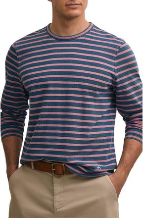 Brooks Brothers Mariner Stripe Long Sleeve Cotton T-Shirt in Indigo/Red at Nordstrom, Size X-Large
