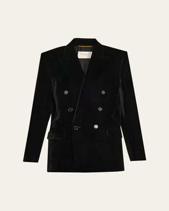Saint Laurent Womens Satin Blazer in Black | Size 38