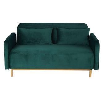 Maisons du monde Sof&aacute; cama de 2/3 plazas de terciopelo verde