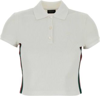 Gucci White Textured Shirt Collar Polo