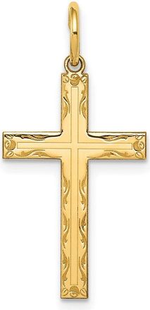 Diamond2Deal 14k Yellow Gold Laser Designed Cross Pendant