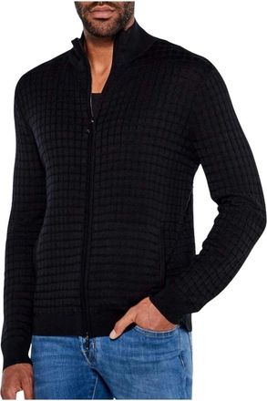 Emporio Armani High Collar Cardigan met Rits - Heren - Vesten - Zwart - M - Truien & Vesten
