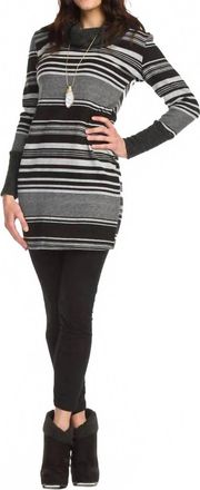 Papillon Cowl Neck Stripe Long Sleeve Dress In Black