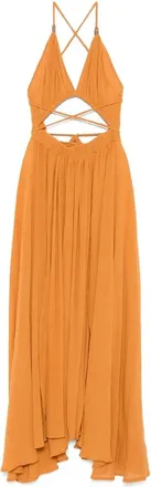 Caravana Orange Halterneck Pleated Dress