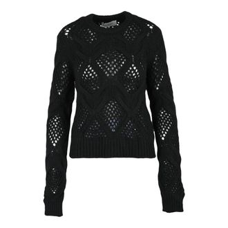 Sportmax Maglione Tricot - Dames - Ronde hals truien - Zwart - L - Wol - Truien & Vesten