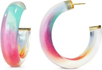 Gold & Honey Womens Mermaid Lucite Hoops In Multicolor