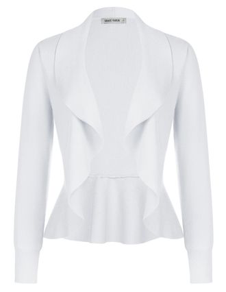Grace Karin Womens Summer Shawl Cardigan Open Front Long Sleeves Knitted Boleros Sweater 2XL White