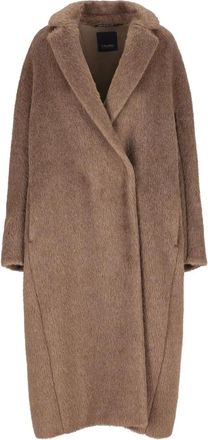 Max Mara Bruine Lange Haar Wollen Jas - Dames - Mantel - Bruin - S - Wol - Jassen