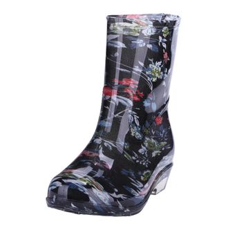 Generic Wellington Boots For Ladies Mid Calf Outside Crystal Transparent Printed Non Slip Wearable Lightweight Work Shoes Rain Boots Ladies Waterproof Fashion