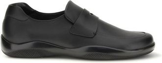 Prada Black Calf Leather Bos Taurus Slip-On Mens Loafers