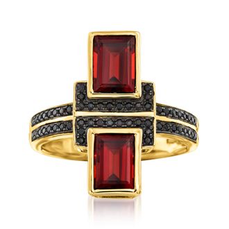 Ross-Simons Burgundy Garnet and. Black Spinel Ring in 18kt Gold Over Sterling