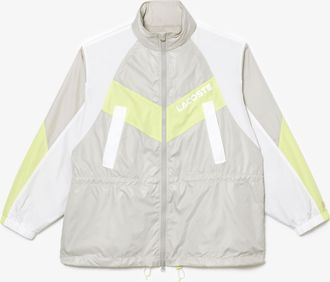 Lacoste Womens Oversized Hooded Colourblock Jacket in Grey - Size 8 UK