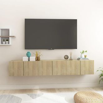Berkfield Home Hanging TV Cabinets 3 pcs Sonoma Oak 60x30x30 cm in Brown | Size: 60 x 30 x 30 cm