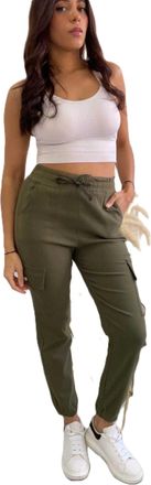 Generic Want Clothing New Womens Cargo Button Pocket Leg Casual Stretch Fit Combat Trousers Cargos Pants Elasticated Cuff Bottoms (UK, Alpha, L, XL, Regular, 