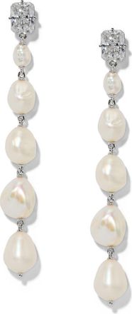 Nadri Madrid Freshwater Pearl Linear Drop Earrings in Rhodium at Nordstrom