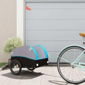 vidaXL Vidaxl - Remolque Para Bicicleta Hierro Negro Y Azul 30 Kg