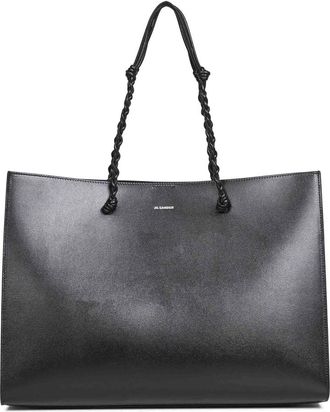 Jil Sander Glad Leren Tote - Dames - Shoppers - Zwart - ONE Size - Leer - Tassen