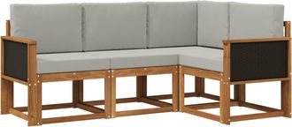 vidaXL Conjunto De Sof&aacute;s De Exterior 4 Uds. Natural Y Gris Claro Vidaxl