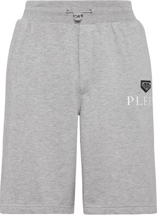 Philipp Plein logo-plaque cotton-blend shorts - men - Cotton/Polyester - XXXL - Grey