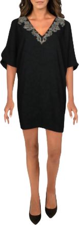 Aidan Mattox Beaded V-Neck Short In Black
